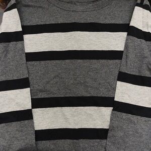 Wonder Nation Gray and Black Striped Long Sleeve Tee
